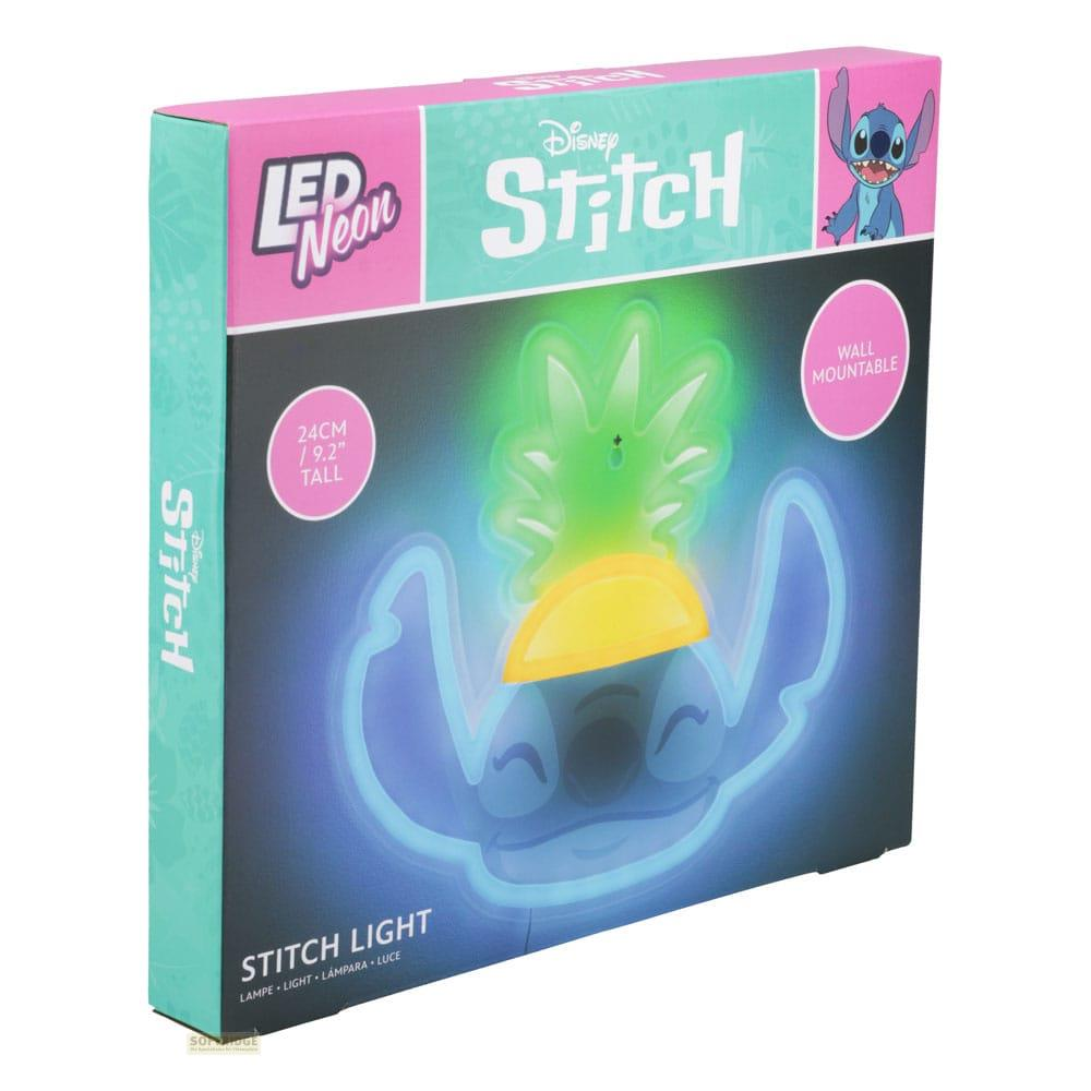 Lampa neonowa Stitch 24 cm, do montażu na ścianie. Niebieskie, zielone, żółte światła.