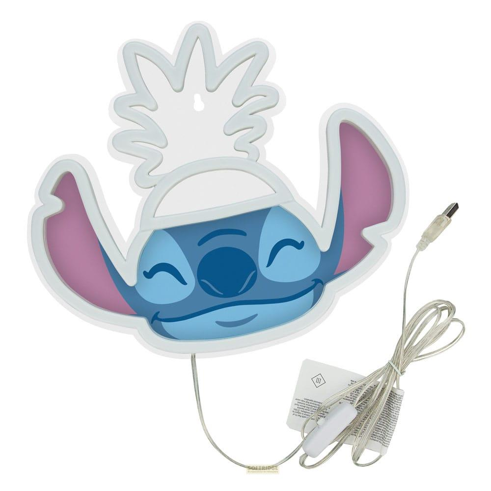 Niebieska lampa Stitch z uniesionymi uszami i wielkim uśmiechem.