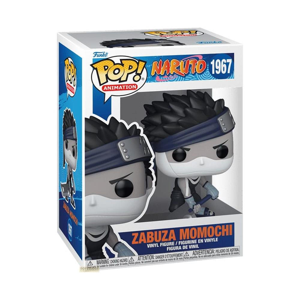 Figura de vinilo Funko Pop! Zabuza Momochi en caja de Naruto. Pelo negro, cinta azul, máscara blanca.