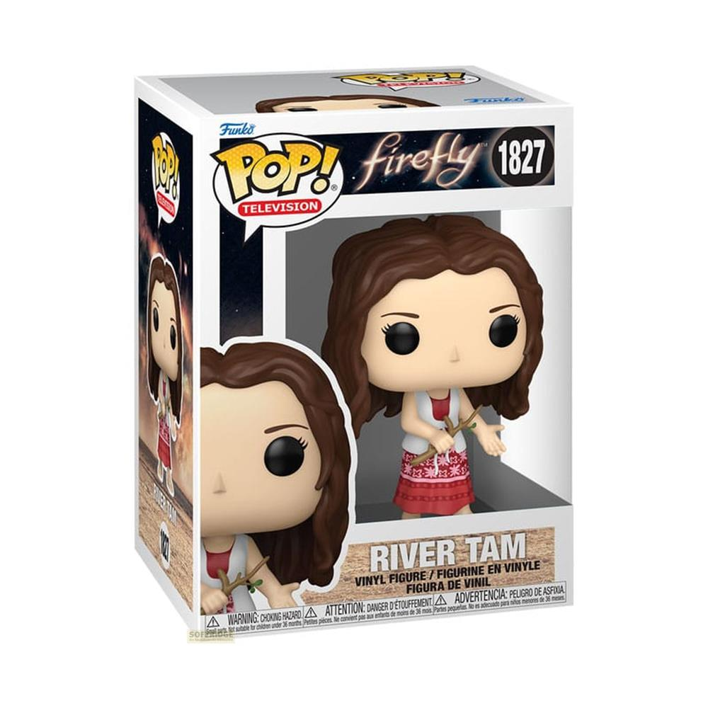 Funko Pop! River Tam Figur in Verpackung, hält einen Zweig.