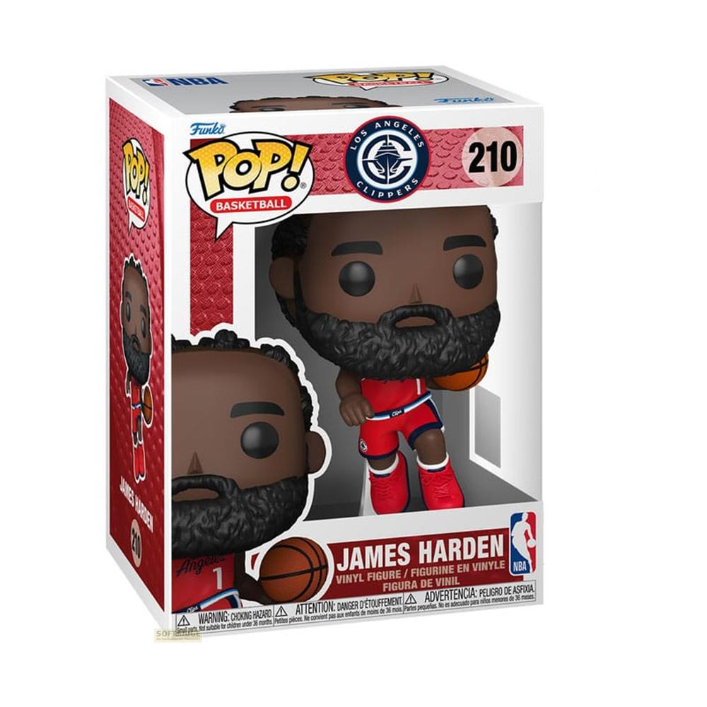 Figura Funko Pop! de James Harden con uniforme de los LA Clippers, sosteniendo un balón.