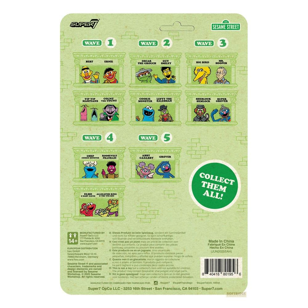 Sesame Street: Figure giocattolo in ondate 1-5 con personaggi come Bert, Ernie, Cookie Monster.