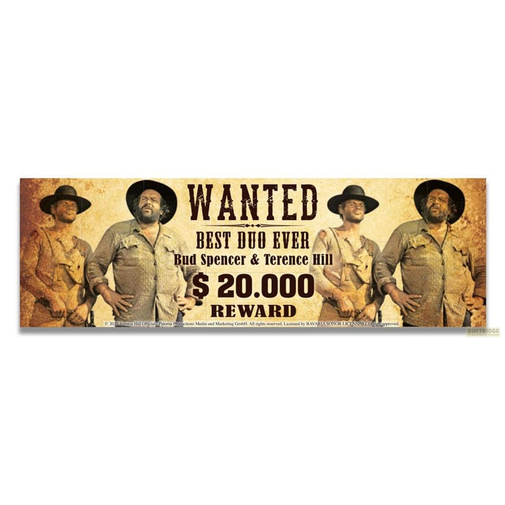 Gesuchtes Plakat mit vier Männern im Western-Look, Bud Spencer & Terence Hill.