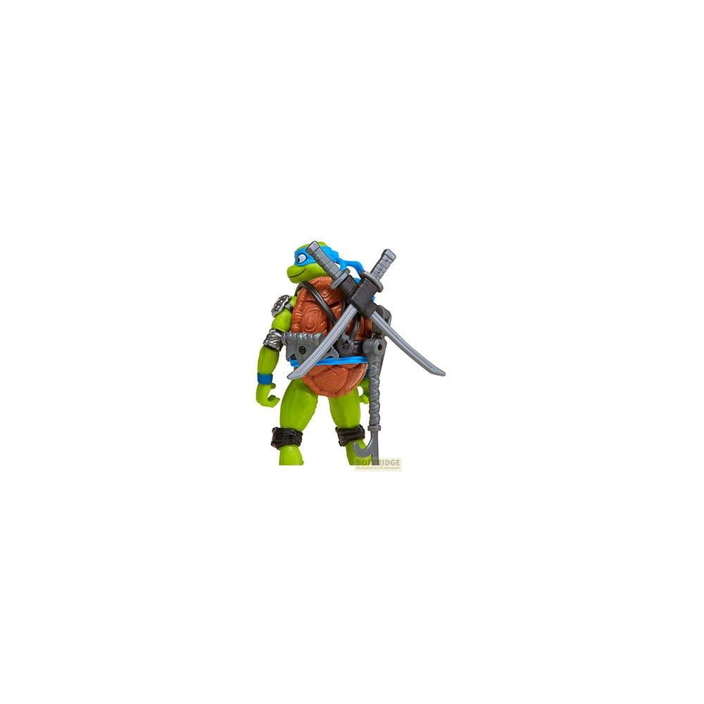 Action figure di Leonardo, Tartaruga Ninja Mutante Adolescente, con maschera blu e due spade.