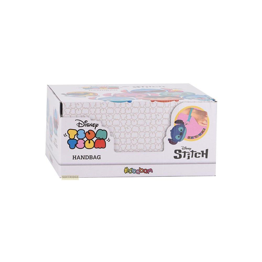 Una caja blanca con diseño de bolso Disney Tsum Tsum, con motivo de Stitch.