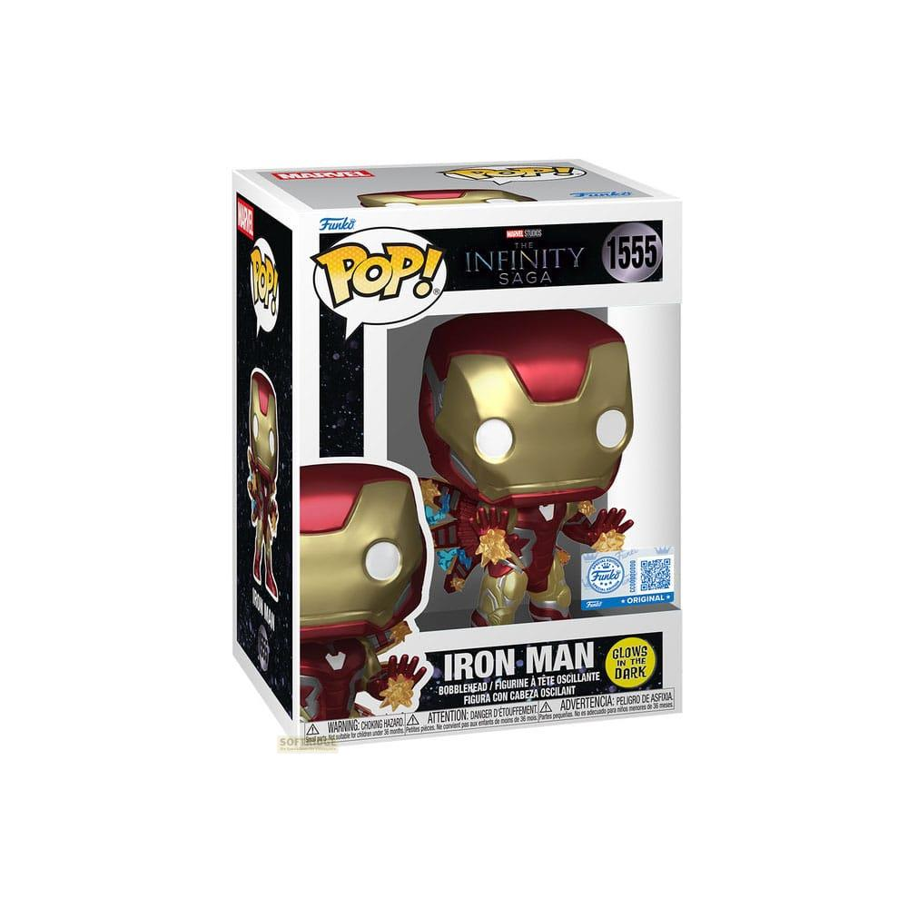 Funko Pop! Vinylfigur von Iron Man im Karton. Leuchtet im Dunkeln.