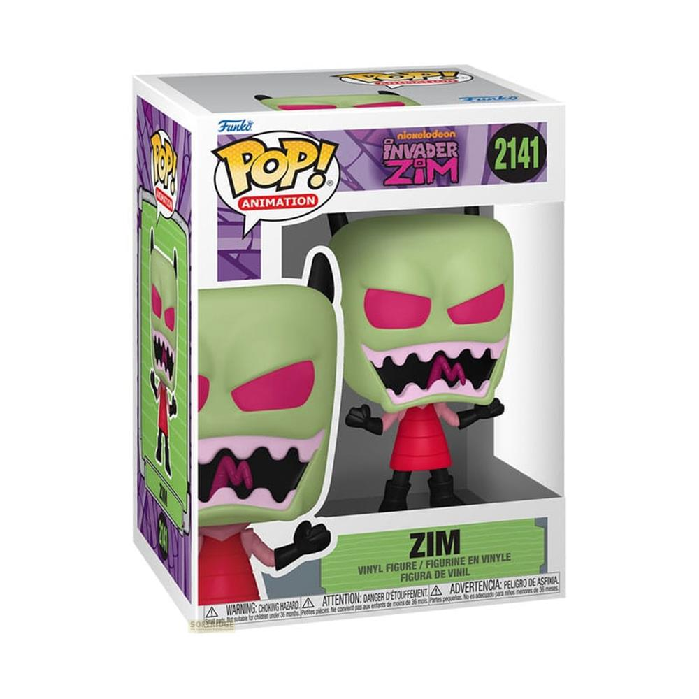Grüne Funko Pop Figur von Zim aus Invader Zim in einer Verpackung.