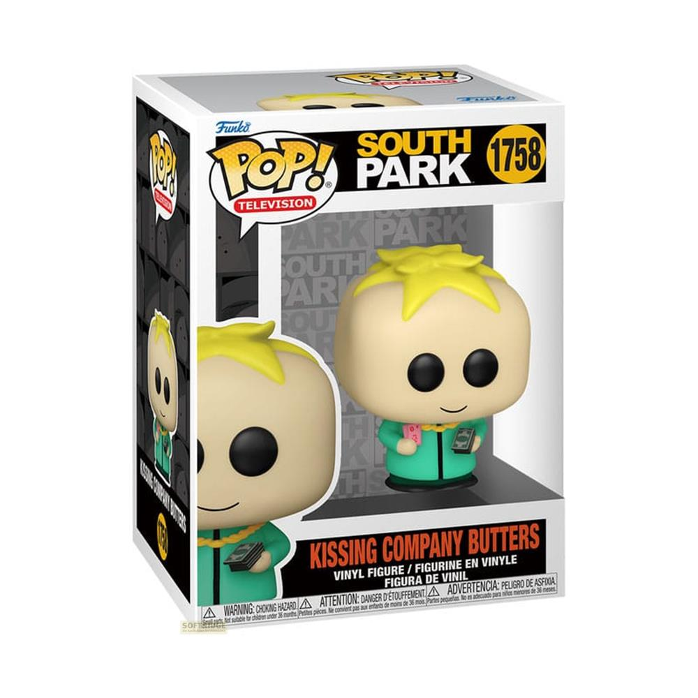 Funko Pop! Figur von Butters aus South Park mit gelbem Haar und einem grünen Hemd.