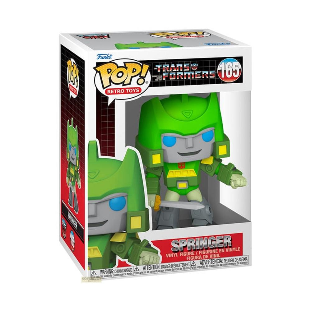 Figura verde de Transformers en caja Funko POP! con etiqueta Springer.