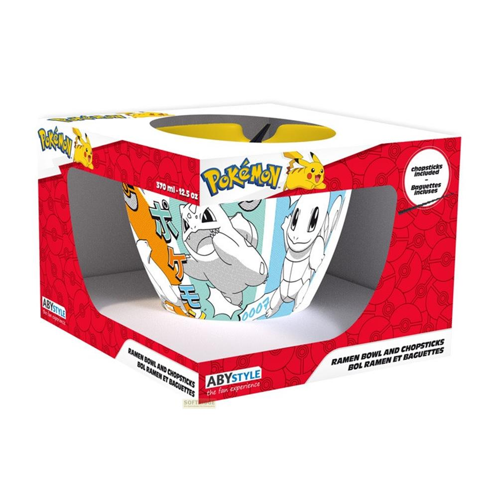 Pokemon Ramen-Schüssel mit Essstäbchen, mit Pikachu und anderen Charakteren.