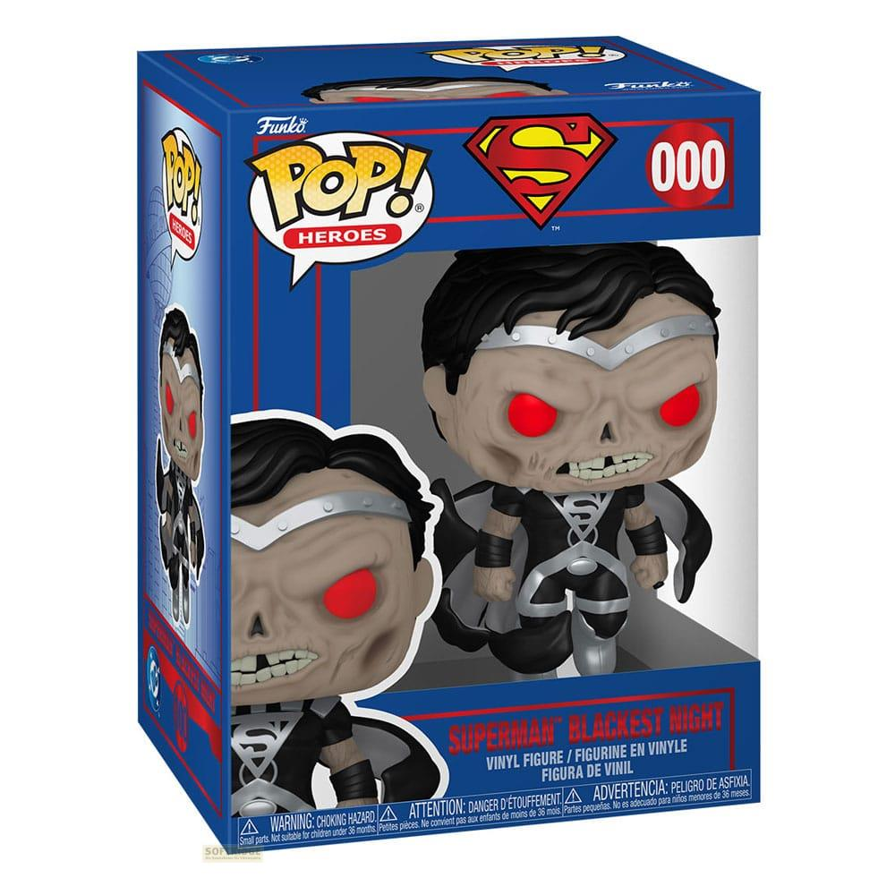 Figura de vinilo Funko Pop! Superman Blackest Night con ojos rojos y capa negra.