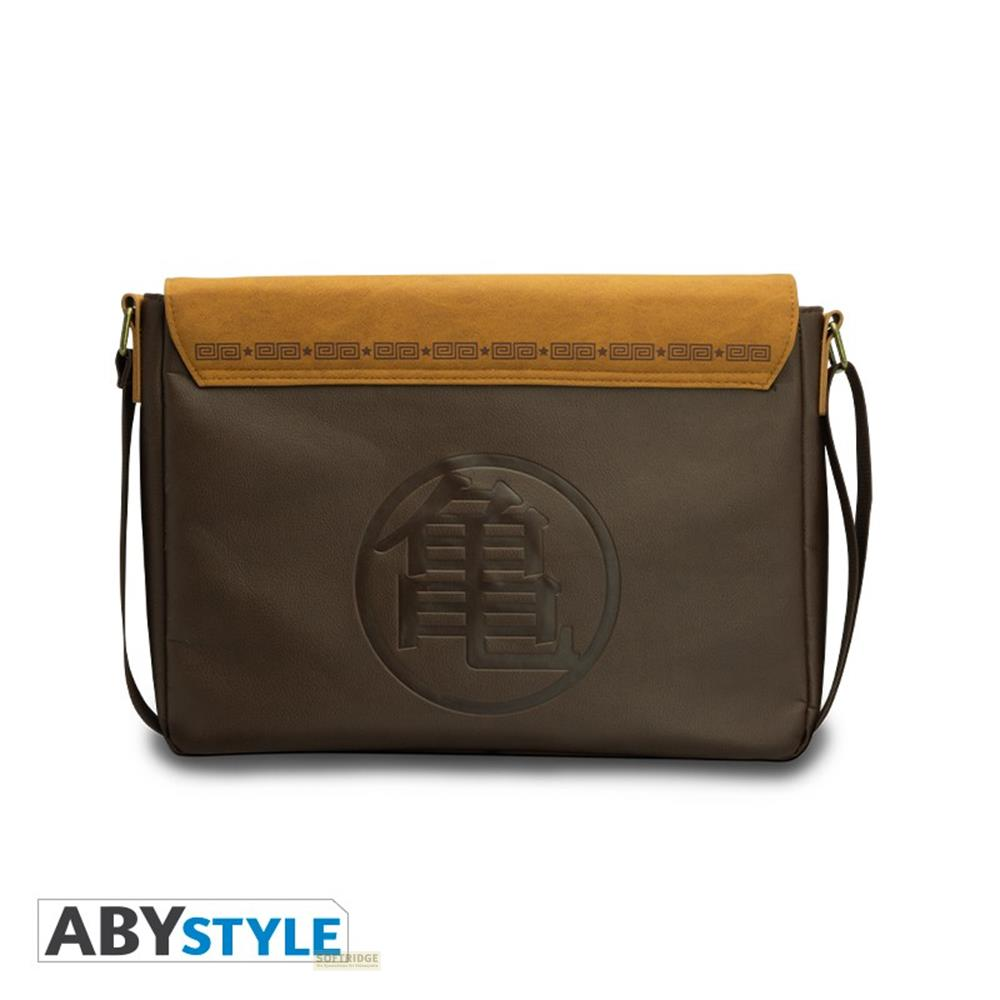 Sacoche marron avec symbole Kam et sangle marron en haut.