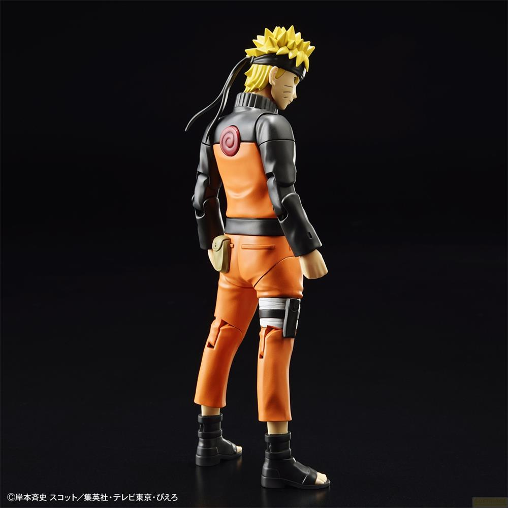 Naruto Uzumaki Figur in orangefarbener Kleidung mit schwarzer Jacke und Stirnband.