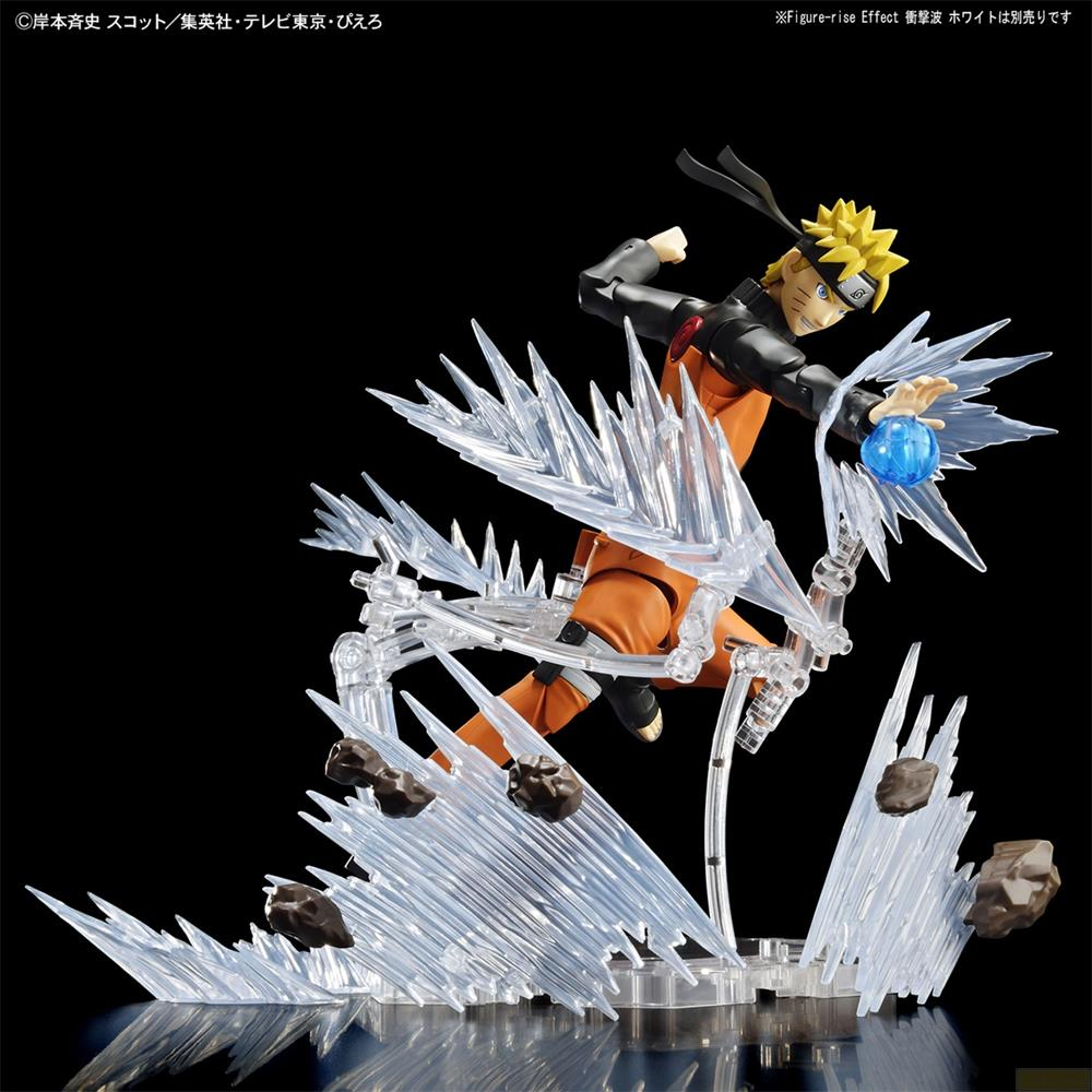 Naruto Figur im Sprung mit blauer Kugel und Eis-Effekten.