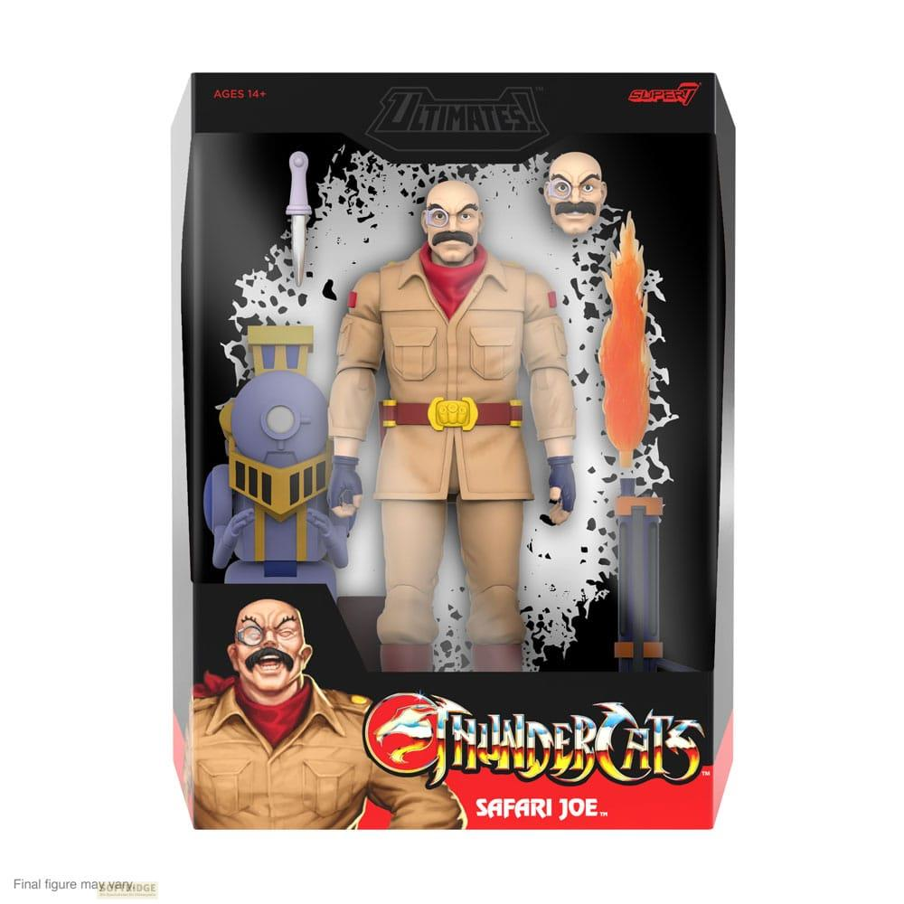 Action figure Safari Joe in scatola con accessori, treno e fiamma.