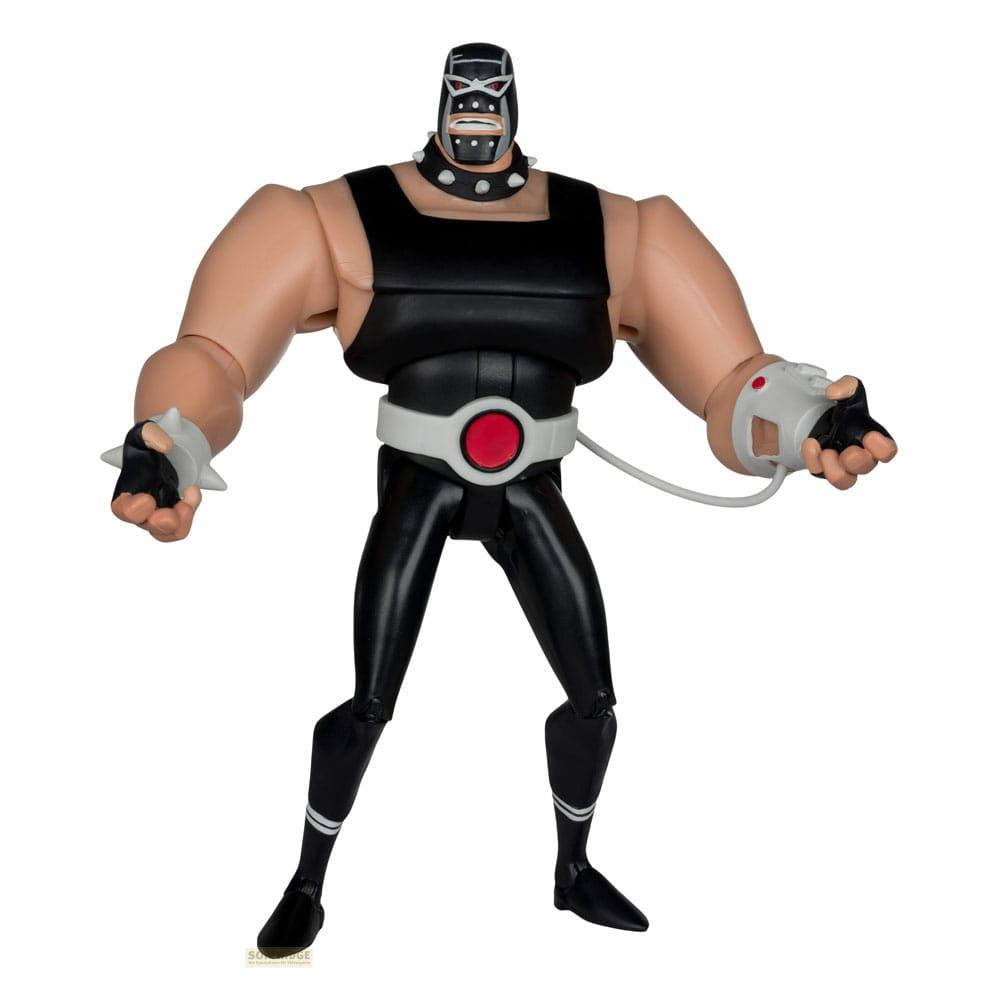 Une figurine de Bane portant une tenue noire et un masque.