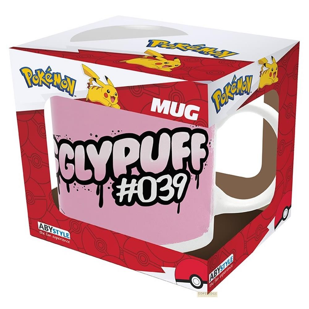 Ein Pokémon-Becher mit Jigglypuff und der Nummer 039 auf rosa Grund.