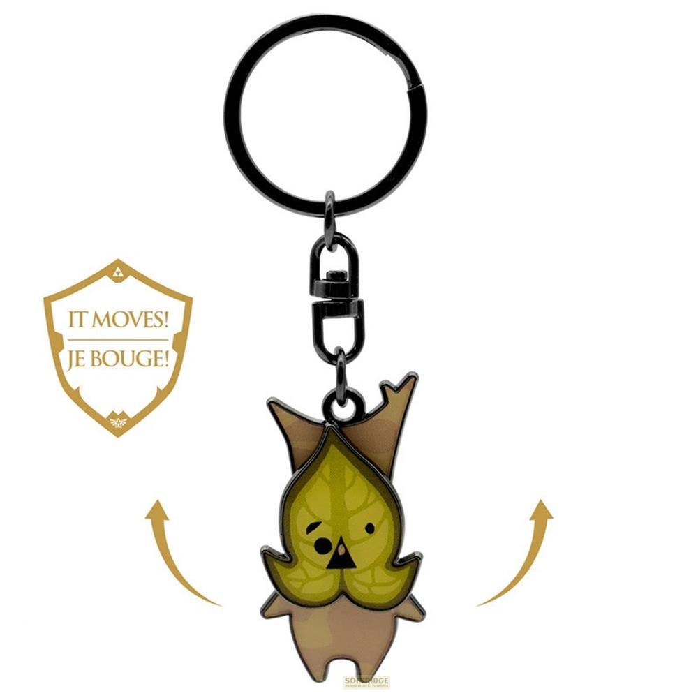 Un porte-clés représentant une figurine verte de style dessin animé attachée à un anneau.