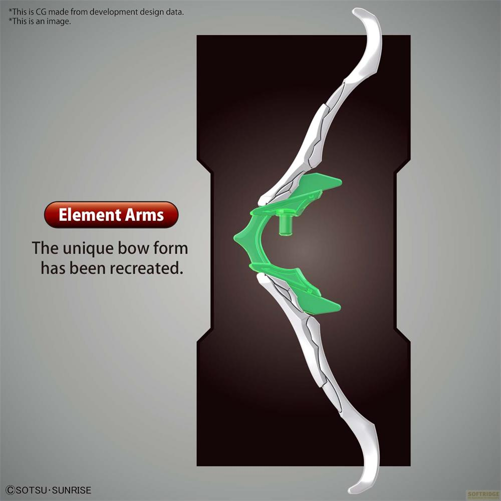 Un arc blanc et vert avec le texte "Element Arms".
