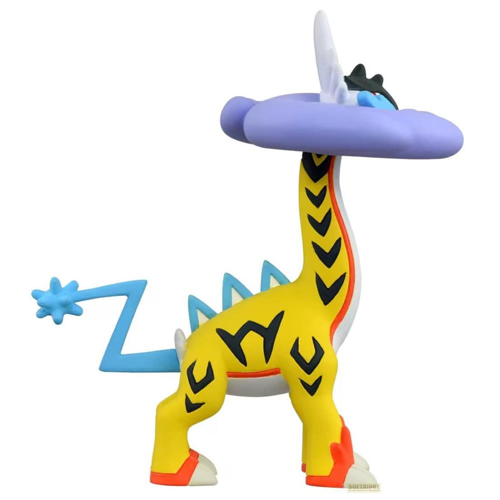 Gelbe Figur mit blauer Blitzrute und lila Hut.