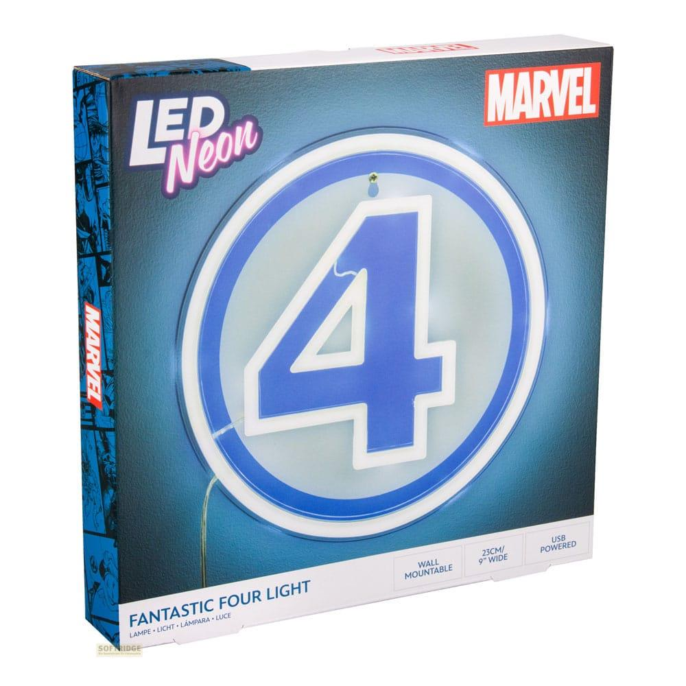 Marvel Fantastic Four LED-Neonlicht, blaues '4'-Logo, USB-betrieben, wandmontierbar.