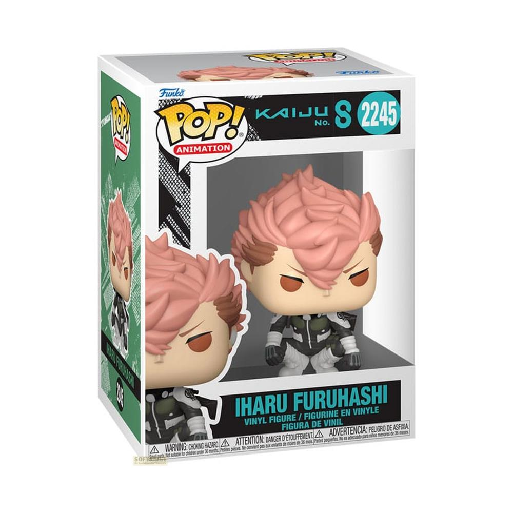 Figura Funko Pop de vinilo de Iharu Furuhashi de Kaiju No. 8. Pelo rosa, traje oscuro.