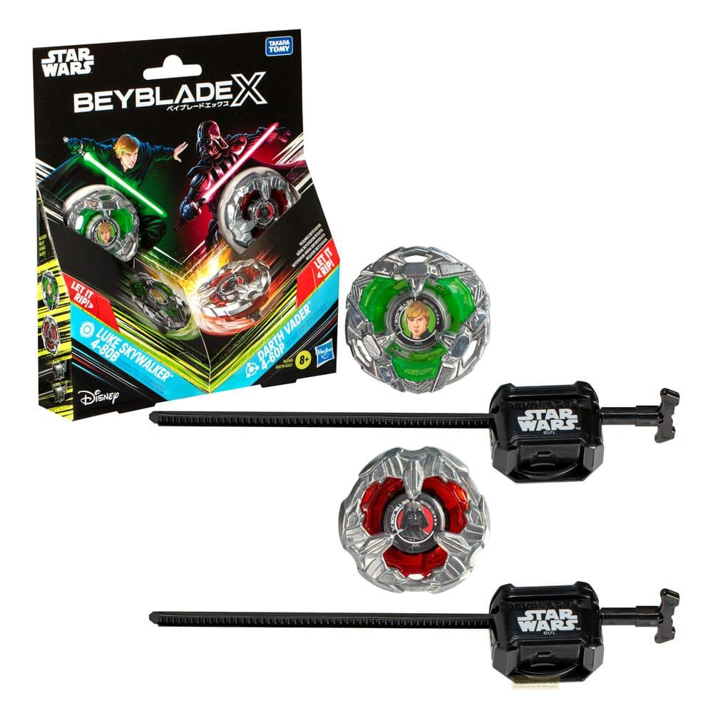 Jouet Star Wars Beyblade X avec Luke Skywalker et Dark Vador.