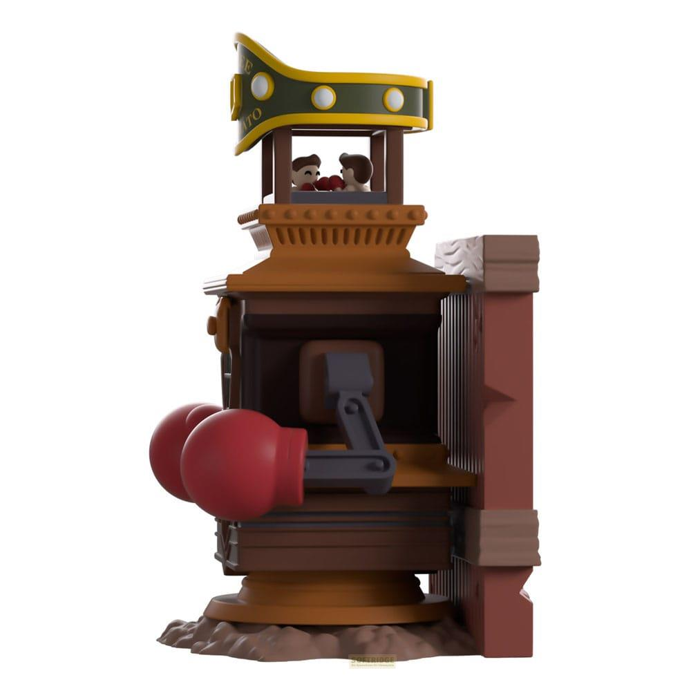Ein Spielzeug-Boxautomat mit zwei Figuren und Boxhandschuhen.