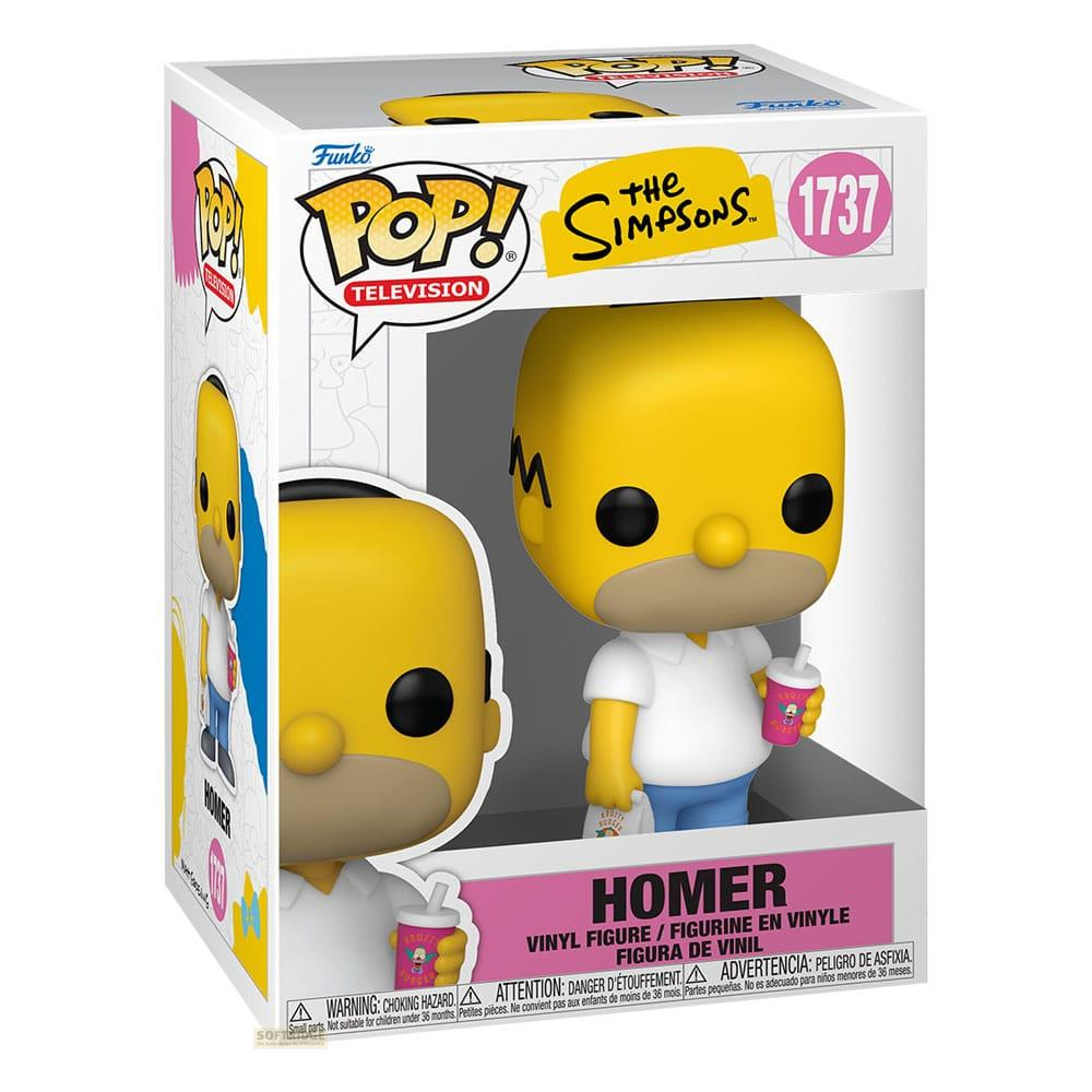Homer Simpson Funko Pop vinyl figure in box, holding a drink.
