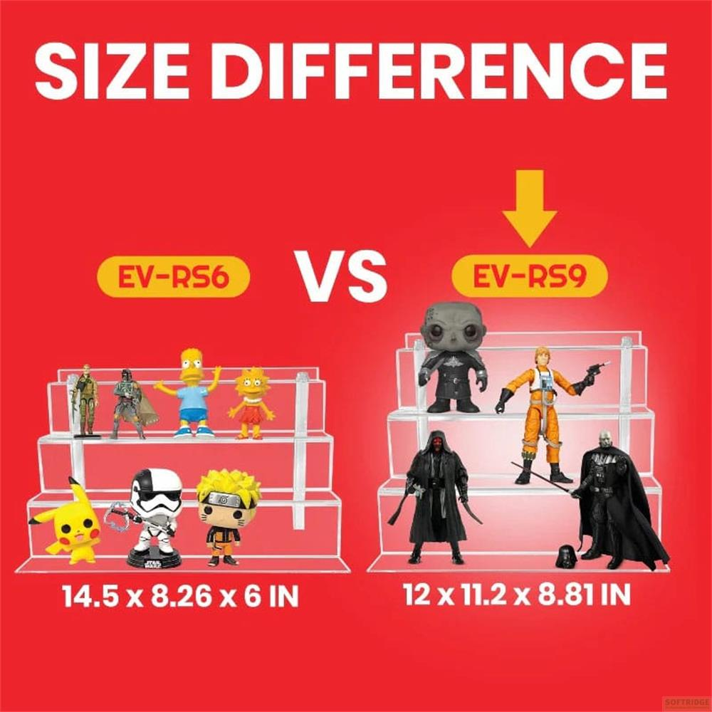 Größenvergleich von zwei Figurenständern mit verschiedenen Figuren.