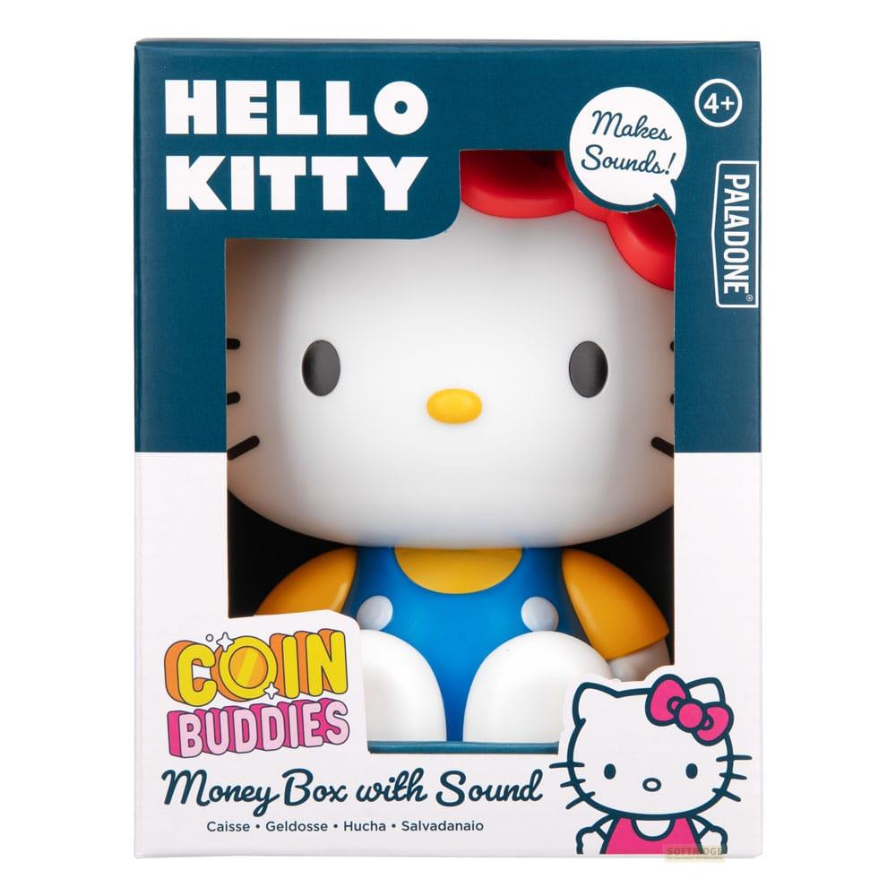 Pudełko na monety Hello Kitty z efektami dźwiękowymi na opakowaniu.