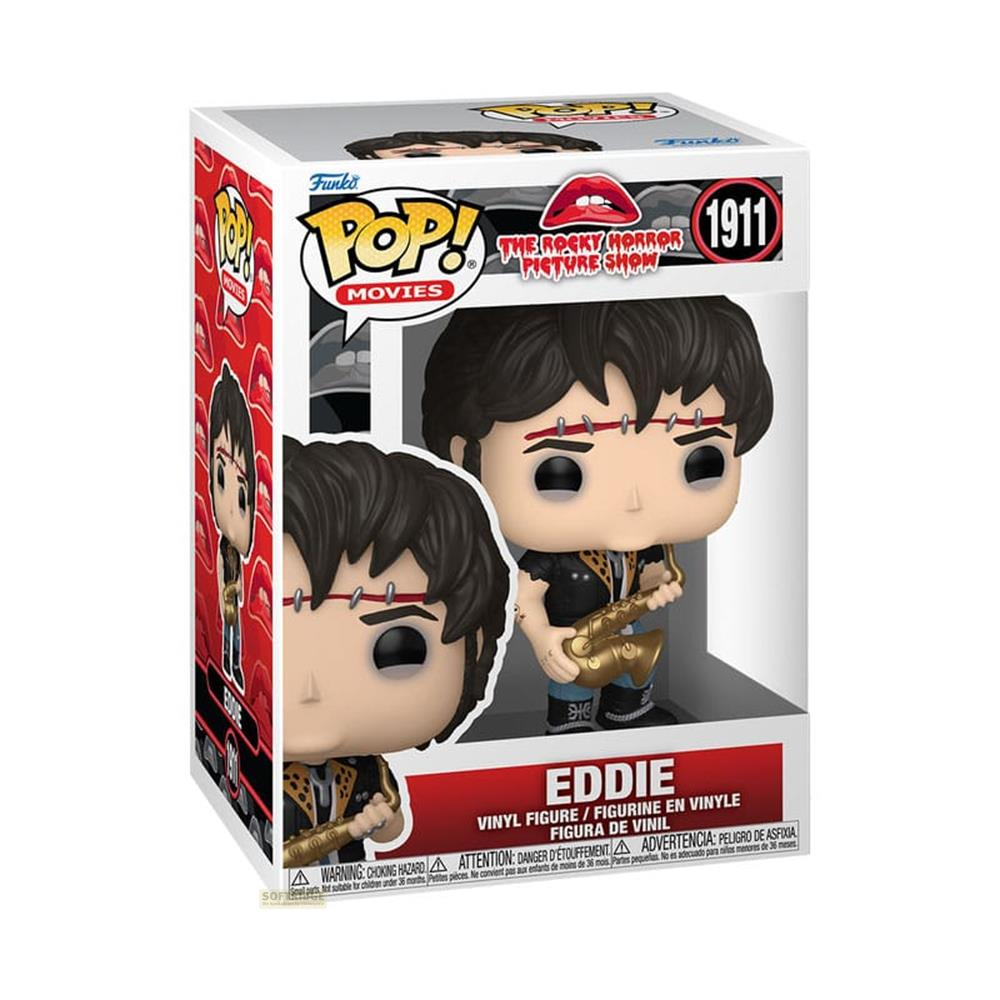 Funko Pop Figur von Eddie aus Rocky Horror Picture Show mit Saxophon.