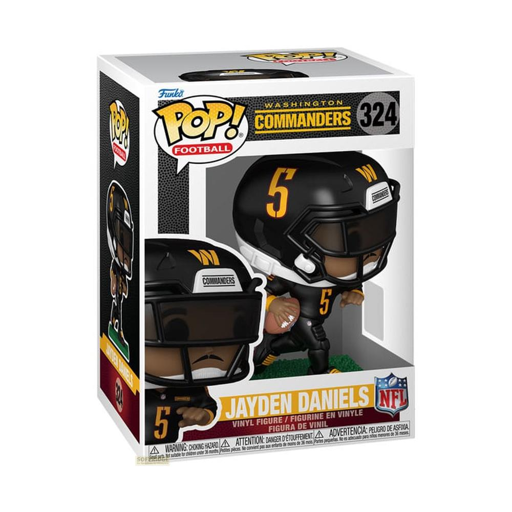Figurine Funko Pop de Jayden Daniels, Washington Commanders, portant le numéro 5.
