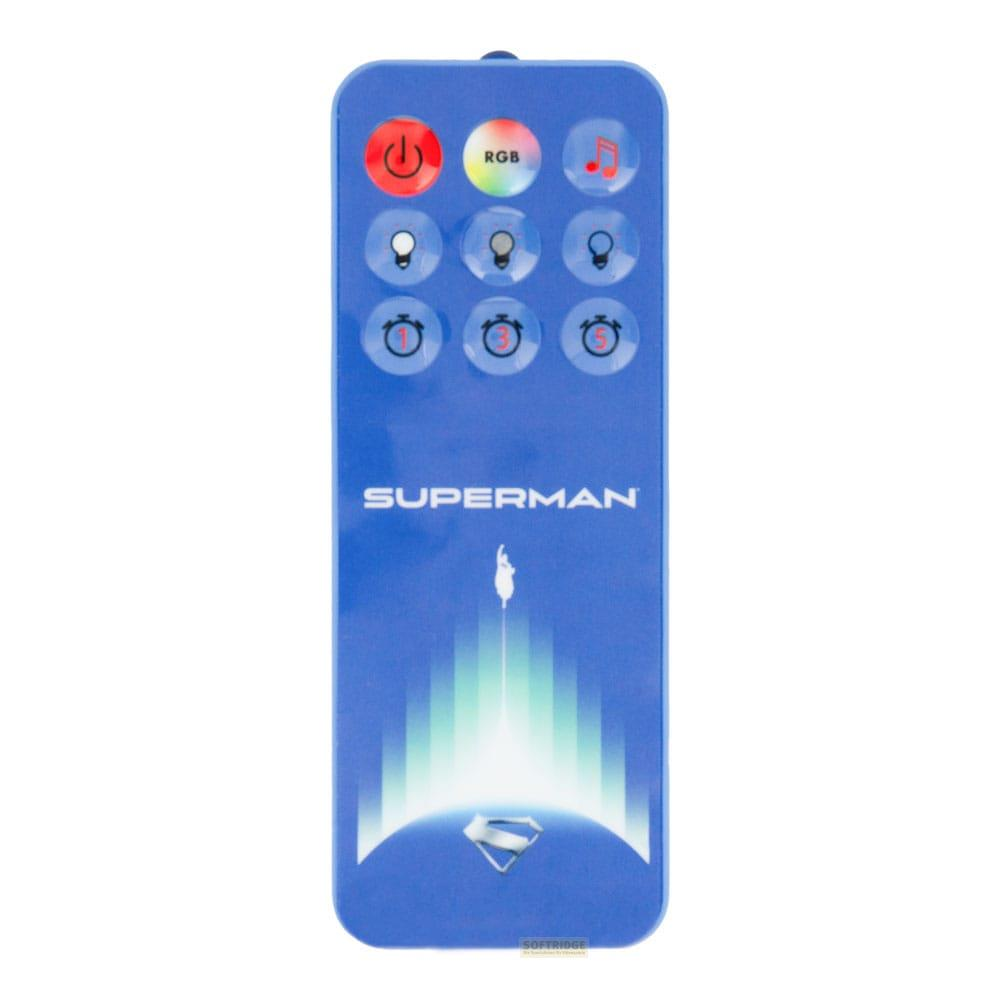 Niebieski pilot Superman z ikonami zasilania, RGB i muzyki.