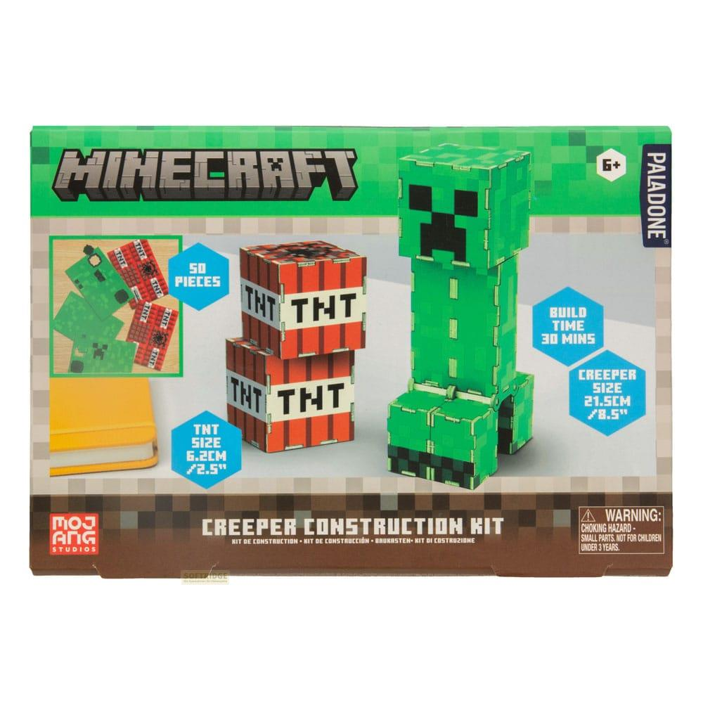 Minecraft Creeper Bausatz mit TNT-Blöcken und Bauanleitung.