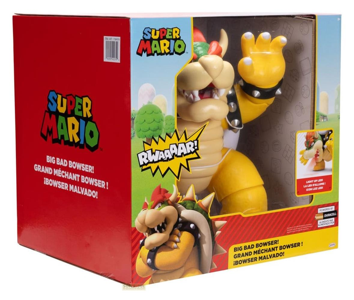 Verpackung einer Super Mario Big Bad Bowser-Figur mit Riesen Bowser und Text.