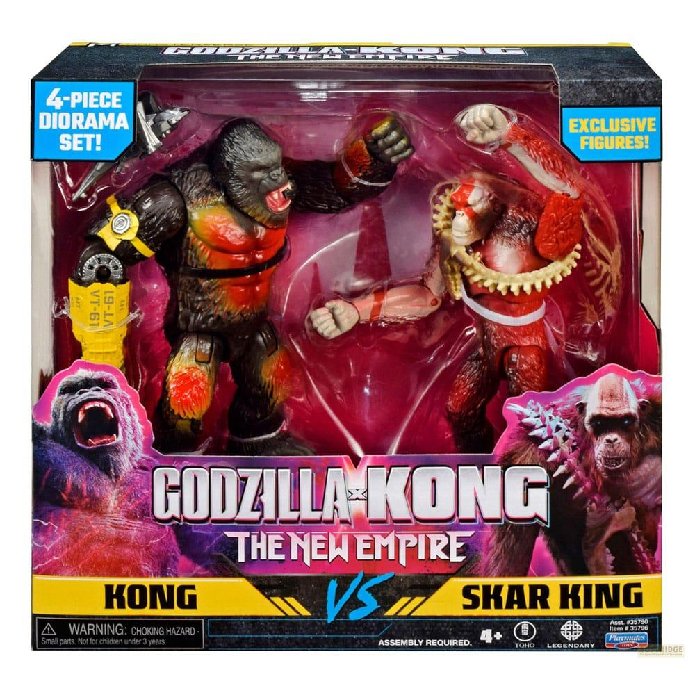 Action figure di Kong e Skar King in un set diorama di Godzilla x Kong.