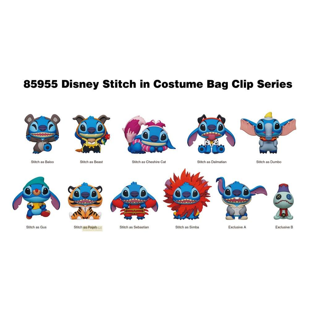 Figuras de Stitch en varios disfraces, sobre fondo blanco.
