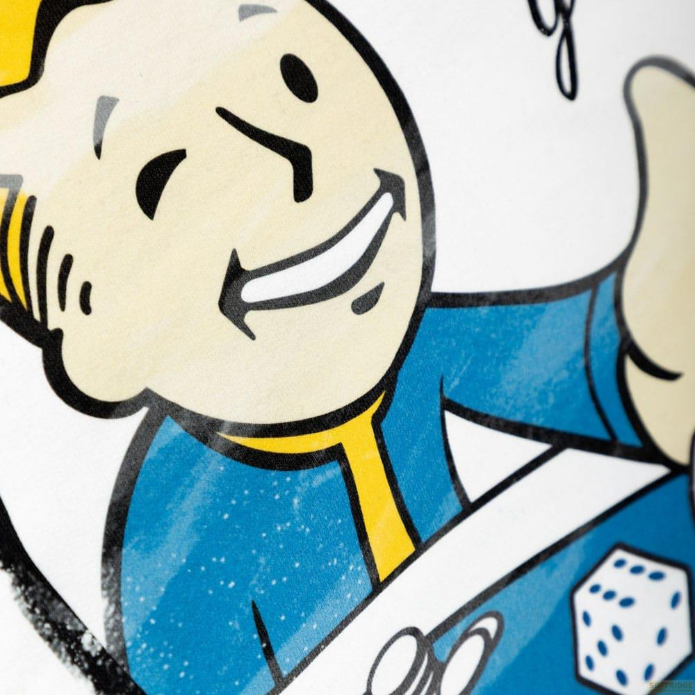 Vault Boy da pulgar arriba, viste traje azul con ribete amarillo.