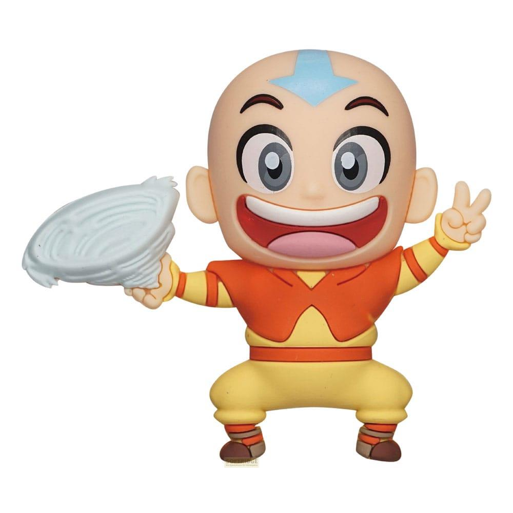 Eine Chibi-Figur von Aang mit einem Luftwirbel in der Hand und einem Friedenszeichen.