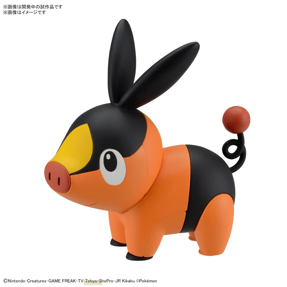 Un personnage Pokémon orange avec des oreilles et des rayures noires, debout.