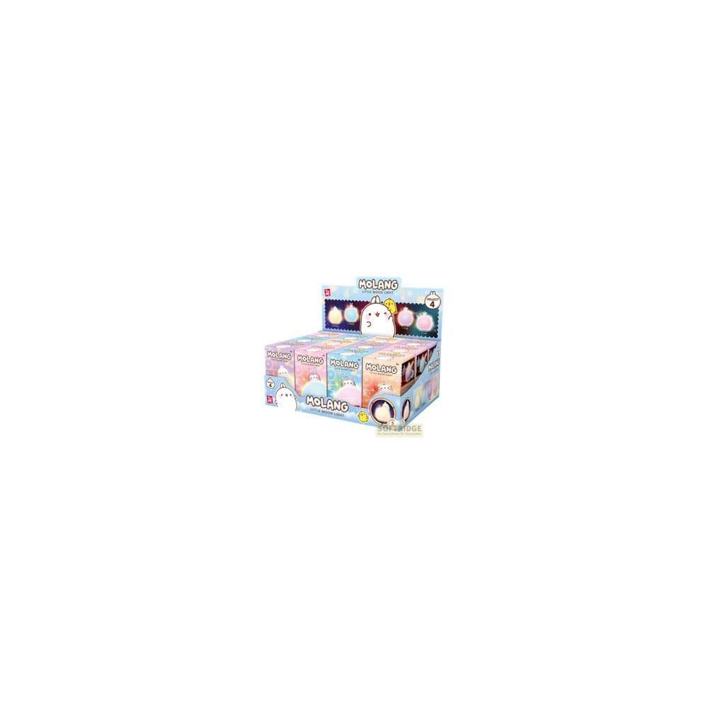 Eine Box mit Molang-Figuren, die auf dem Tisch stehen.