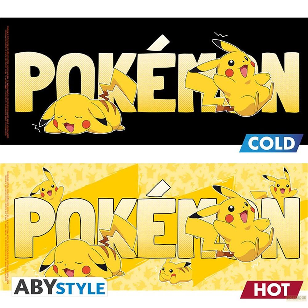 Dos banners de Pokémon. Arriba: Negro con 'POKÉMON' y Pikachu, etiqueta 'COLD'. Abajo: Amarillo con 'POKÉMON' y Pikachu, etiqueta 'HOT'.