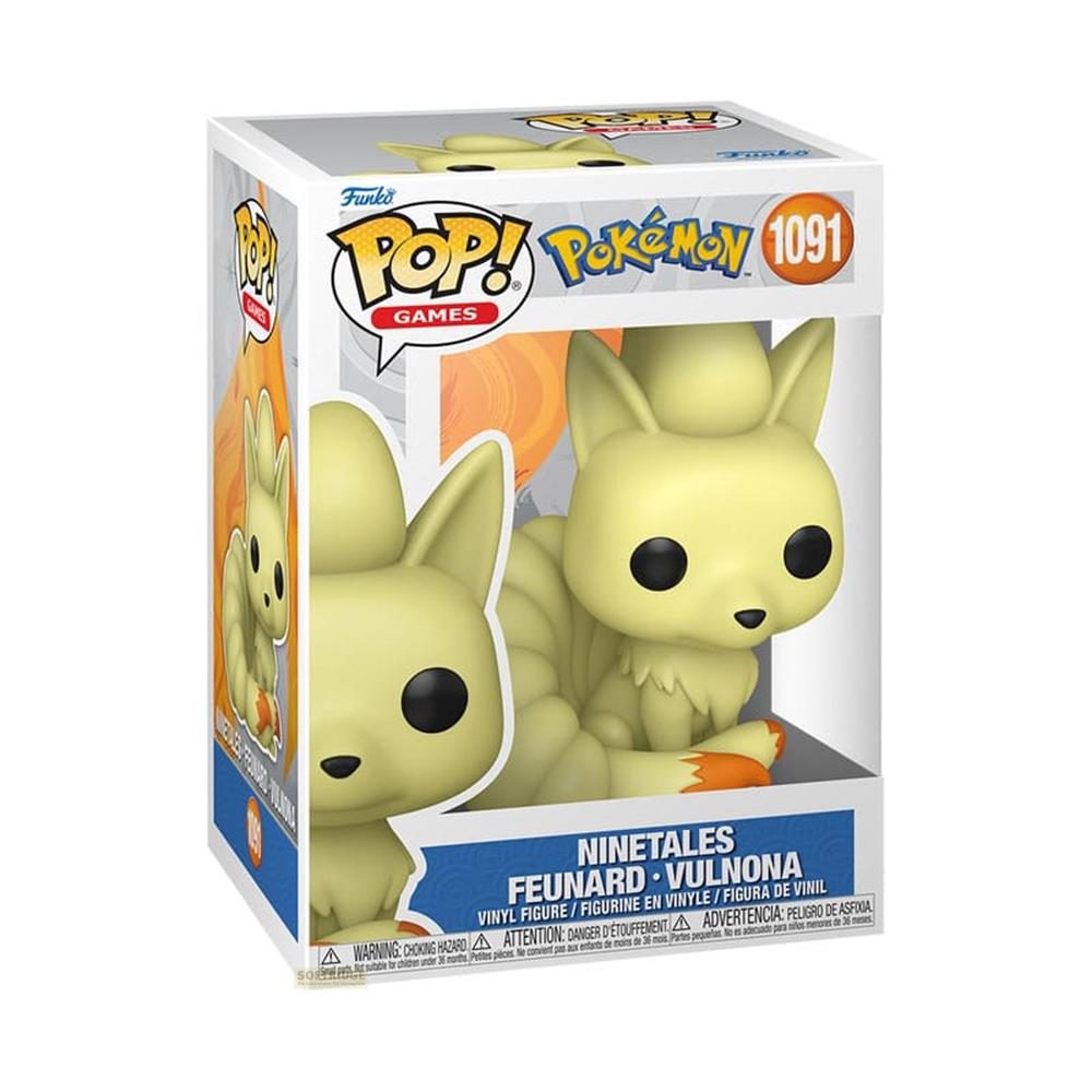 Eine gelbe Ninetales Funko Pop!-Figur in einem Fensterkarton, Pokémon 1091.