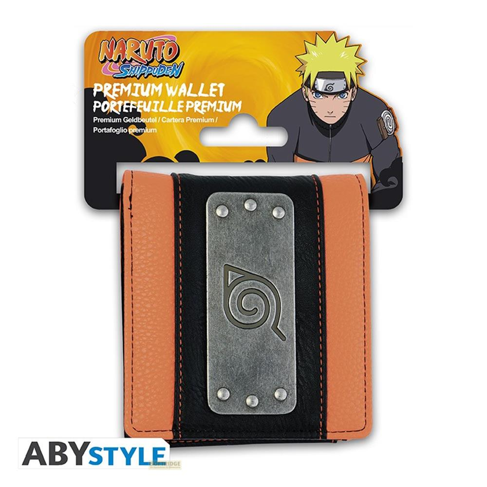 Naruto-Geldbörse mit Konoha-Symbol auf dem Stirnband, orange-schwarz.