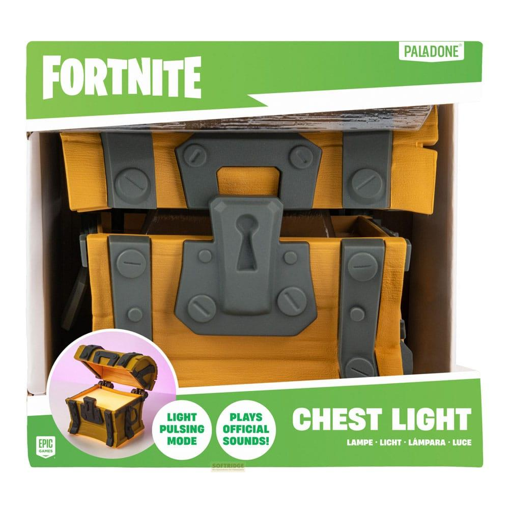 Lampa skrzynia Fortnite z funkcjami światła i dźwięku.