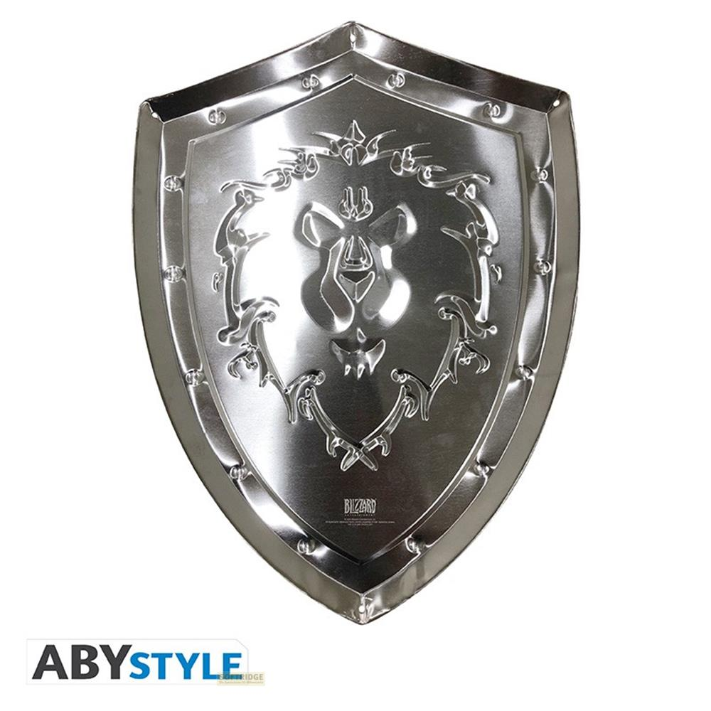 Ein silberner Schild mit dem Blizzard-Logo und einem Tierkopf-Emblem.