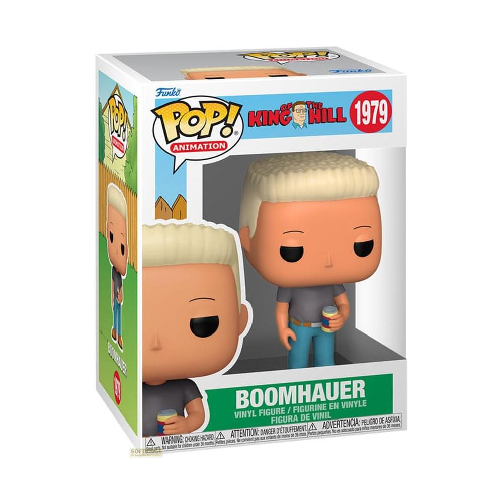 Figura Funko Pop! de Boomhauer de King of the Hill en su caja.