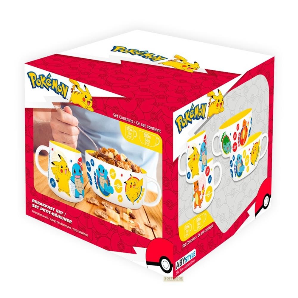 Verpackung für ein Pokémon Frühstücksset mit Pikachu und Glumanda.