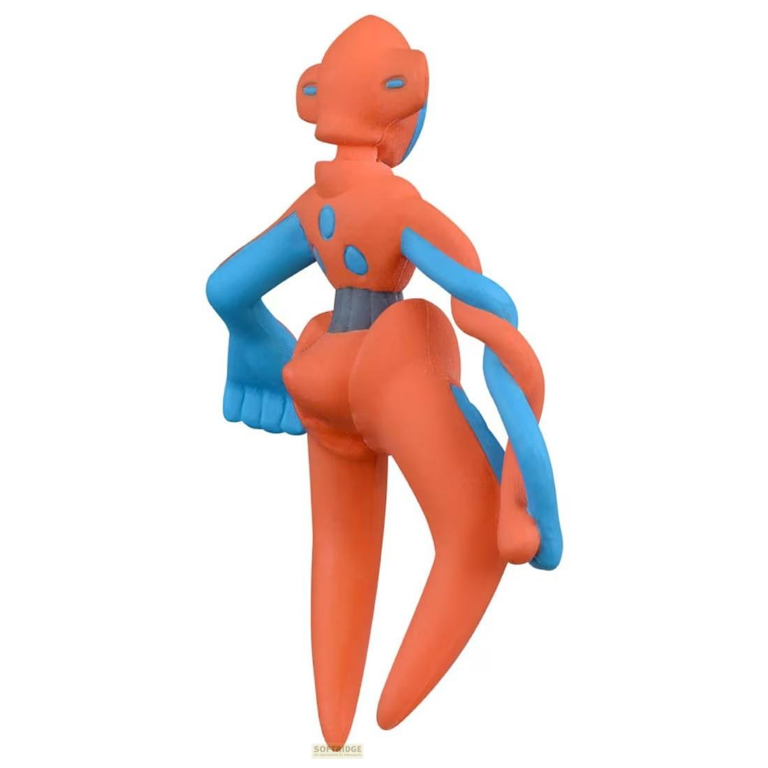 Orange und blaue Figur mit spitzen Füßen und Armen.